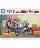 Looney Tunes Bugs Bunny Bike Cartoon Counted PDF Cross Stitch Pattern Ne... - $5.00