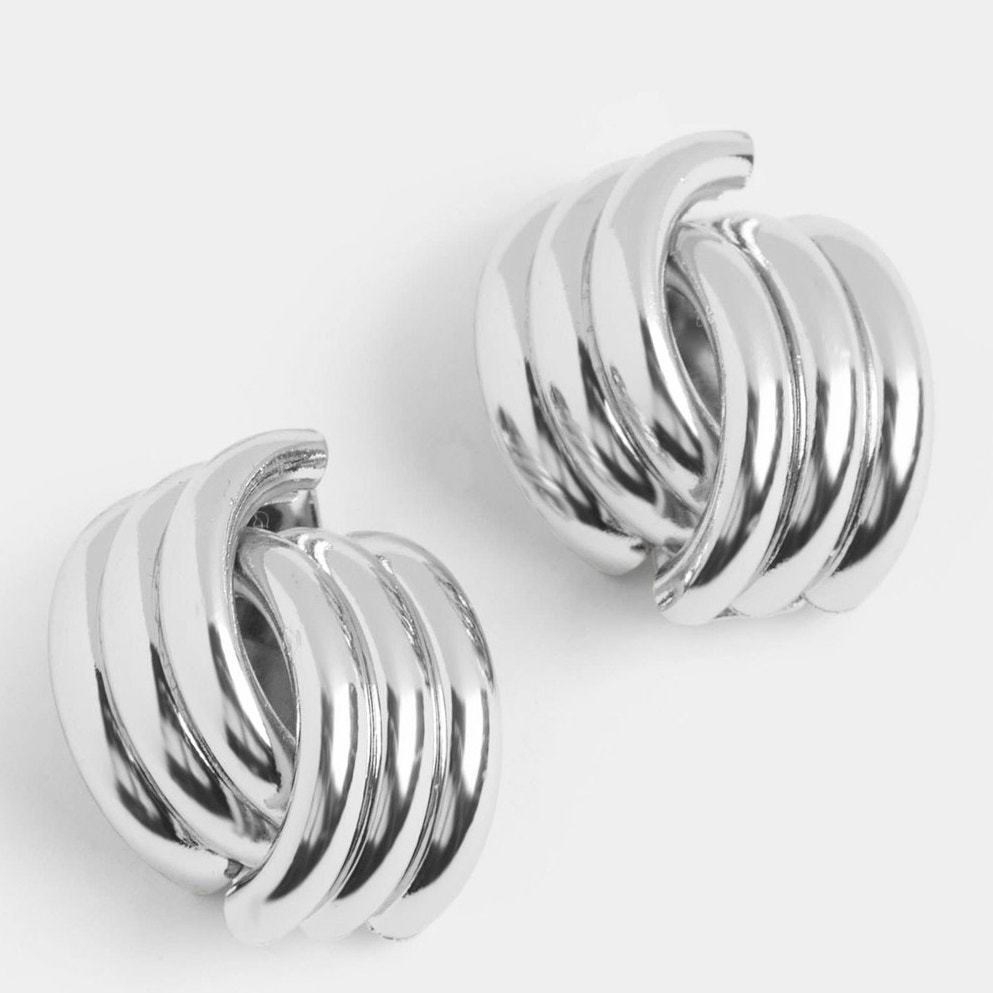 Claw Knot Stud Earring - Silver