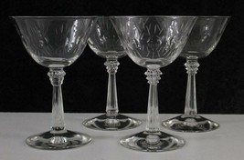 Vintage FOSTORIA Glass Stemware Champagne Sherbet BEACON Polka Dot Rays Lot 4 - £19.67 GBP