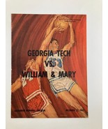 December 22 1965 Georgia Tech vs William &amp; Mary Basketball Official Program - £22.69 GBP