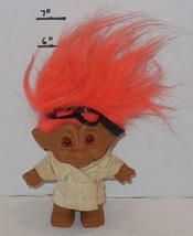 Vintage My Lucky Russ Berrie Troll 6&quot; Doll with coat Orange Hair - £11.31 GBP