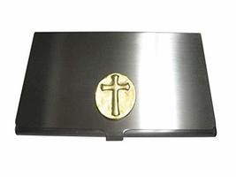 Kiola Designs Gold Toned Oval Religious Cross Business Card Holder - £31.87 GBP