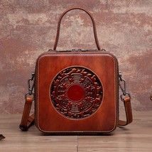 Handmade Embossed Leather Women Bag 2022 New Retro Handbag Versatile Nature Cowh - £100.37 GBP