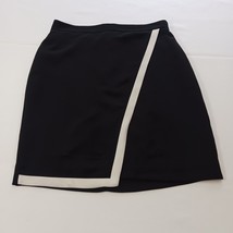 J Crew Women Sz 6 Crepe Tilted Wrapped Pencil Lined Skirt Black/White Edge C5875 image 8