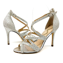 Nina Womens Size 6 Strappy Silver Glitter Bridal Special Occasion Holida... - £22.28 GBP