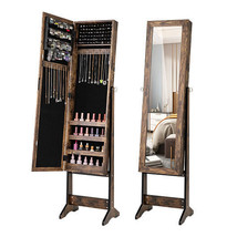 Mirrored Standing Jewelry Cabinet Storage Box-Brown - Color: Brown - $2,764.72 MXN