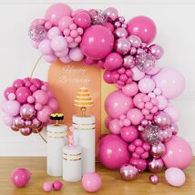 153PCS Pink Balloon Arch Kit Hot Pink Confetti Balloons Party Decor - $29.99