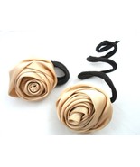 Beige Rose Flower Flexible Wire Hair Tie Decoration Wedding Long Flexibl... - $10.76