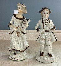   Victorian Royalty Man and Woman Vintage Ceramic Glazed Felt Bottom Sta... - $9.89