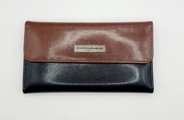 Donna Karan Black Brown Leather Purse Wallet Clutch Genuine Crafted Womens - £13.58 GBP