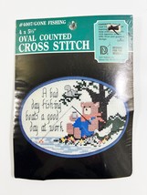 &quot;Gone Fishing&quot;  Cross Stitch Kit w/ Frame #4007 Designs For the Needle 4... - $9.65