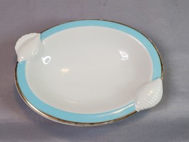 Ben Rickert Sea Shell Soap Dish White With Blue Gold Trim 6in. Oval Vintage - £7.59 GBP