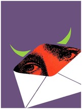 2005.Woman&#39;s eyes inside envelope with horns quality Poster.Decorative Art. - £12.94 GBP+