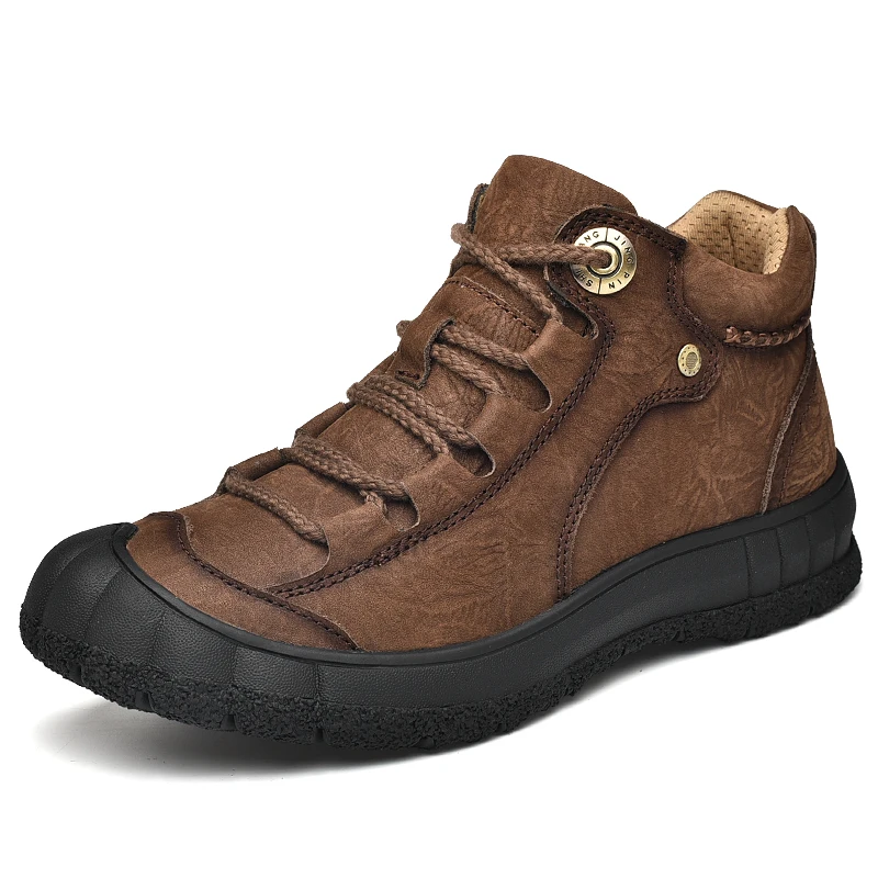 Genuine Leather Boot Men Retro Casual Warm Shoes Classic Winter Men&#39;s Bo... - £91.47 GBP