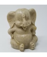 Elephant Figurine Tan Sitting Up Small Handmade Resin Vintage  - £11.86 GBP