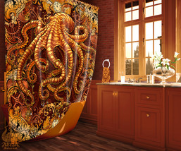 Steampunk Octopus Shower Curtain, Vitorian Goth Bathroom Decor - £56.75 GBP