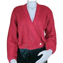 Vintage SK &amp; Company Mohair Wool Chunky Knit Sweater Womens S Burgundy C... - $44.10