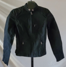 NWT Lauren Ralph Lauren Black Motorcycle Denim Jacket Size PS Cotton - $49.49