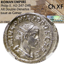 PHILIP II with Spear &amp; Globe. NGC Choice XF. Roman Empire Double Denariu... - £177.81 GBP