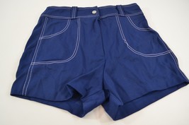 Vintage Blue Hot Pants Shorts 100% Nylon Size 12 Girls White Stitching T... - $19.34