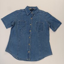 Vintage Casualaire Women's Blue Button Up Denim Shirt Top Measured Chest 40" image 10