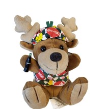 Coca Cola 6 in Reindeer Vest Bean Bag Plush Animal 1998 Christmas Collectible - £5.38 GBP
