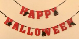 Celebrate It Happy Halloween Felt Letter Garland Orange/Black Color 3 1/2&#39; L - £3.90 GBP