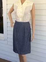 Vintage Denim Skirt Retro Blue Knee Length 26 S - $18.00