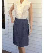 Vintage Denim Skirt Retro Blue Knee Length 26 S - $18.00
