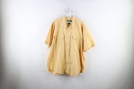 Vtg Cabelas Mens XL Faded Baggy Fit Short Sleeve Collared Button Shirt Yellow - £30.93 GBP