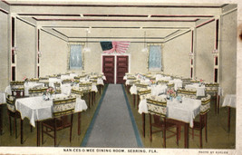 Sebring Florida FL Nancesowee Hotel Dining Room Postcard Vintage Patriotic - £7.14 GBP