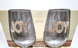 Christmas Ridgefield Home JOY Rhinestone Gold Stemless Wine Glasses Set of 2 - £24.42 GBP