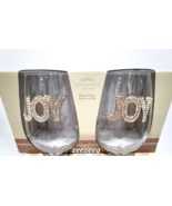 Christmas Ridgefield Home JOY Rhinestone Gold Stemless Wine Glasses Set ... - £26.10 GBP