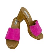 Steve Madden Neon Pink Block Heels Slides Sandals 9 Platform - £39.28 GBP