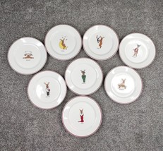 Rainbow Mountain Santas Reindeer Plates Set of 8 Dasher Dance Comet Vixe... - £31.31 GBP