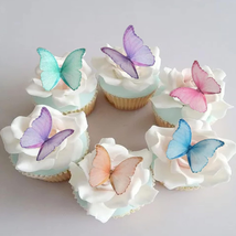 Edible Wafer Paper Butterflies Set of 48 Purple Colorful Cake Decorations, Cupca - £16.69 GBP