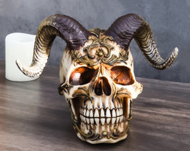 Day of The Dead El Diablo Horned Devil Skull Hell Spawned Imp Ram Demon Figurine - £32.76 GBP