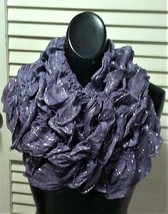 Purple Metallic Ruffled Crinkled Infinity Scarf #4350...NEW In Package With Tags - £9.74 GBP