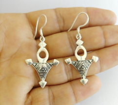 Tuareg Earrings Jewelry Silver Ethnic Handmade Tribal Gypsy Boho Hippy African - £35.50 GBP