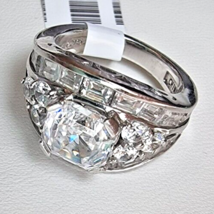 925 Sterling Silver Asher Shiny Cz Ring Size 6 - £48.22 GBP