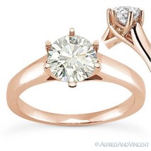 Forever Brilliant Round Cut Moissanite 14k Rose Gold Solitaire Engagement Ring - £510.30 GBP+