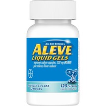 ALEVE LIQUID GELS Naproxen Sodium 220mg, 120 Liquid Gels Pain &amp; Fever Reducer+ - £31.81 GBP