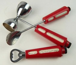 Vintage Barware tool set w/ Recipes inside red rotating handles Vodka Sc... - £22.09 GBP