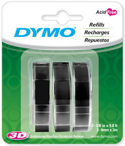 Dymo Caption Maker Tape Refill 3/8&quot;X9.8 Feet 3/Pkg-Black - £22.54 GBP