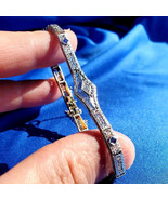 Earth mined Diamond Deco Bracelet 14K Gold Vintage Estate French cut Sap... - €2.131,09 EUR