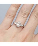 2.75ct Oval Moissanite 3 Stone Engagement Ring, 925 Sterling Silver Halo... - $99.99
