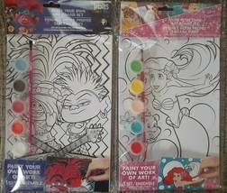 Lot of 2 Paint Your Own 6&quot; x 9&quot; Art Board Sets - Trolls and Little Mermaid - £6.35 GBP