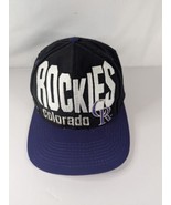 Colorado Rockies Logo 7 Snapback Hat Big Spell Out Black Purple Vintage - £51.01 GBP