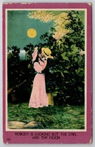 Romance Under Night Skies Nobody Is Looking But The Moon And Owl Postcard O23 - £3.88 GBP