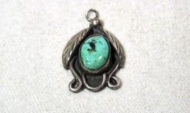 Vintage Navajo Sterling Silver Turquoise Necklace Pendant K738 - £37.99 GBP